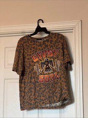 Gypsy Soul Leopard Print Graphic Tee - Brown